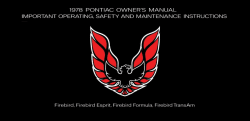 1978 Pontiac Firebird Owner's Manual Instruktionsbok